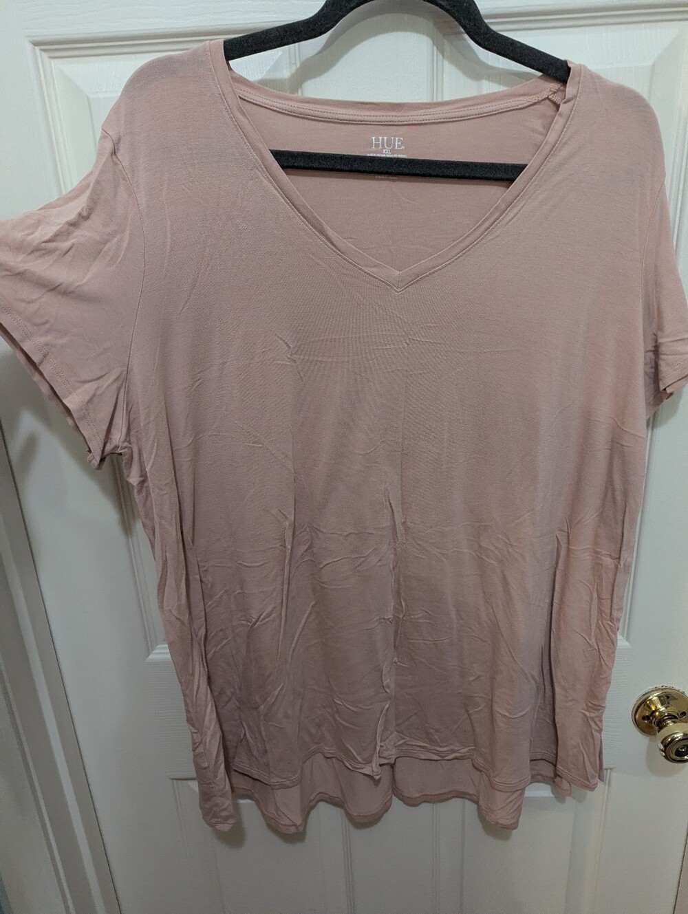 HUE Women's V-Neck Short Sleeve Top - Dusty Rose